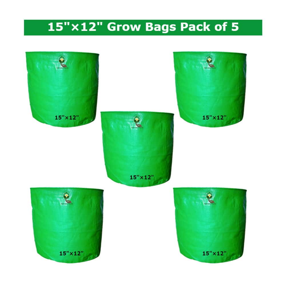 15×12 Inch Grow Bag Pack of 5 pack of 5 — Premium quality, Durable | Native Indian Organics