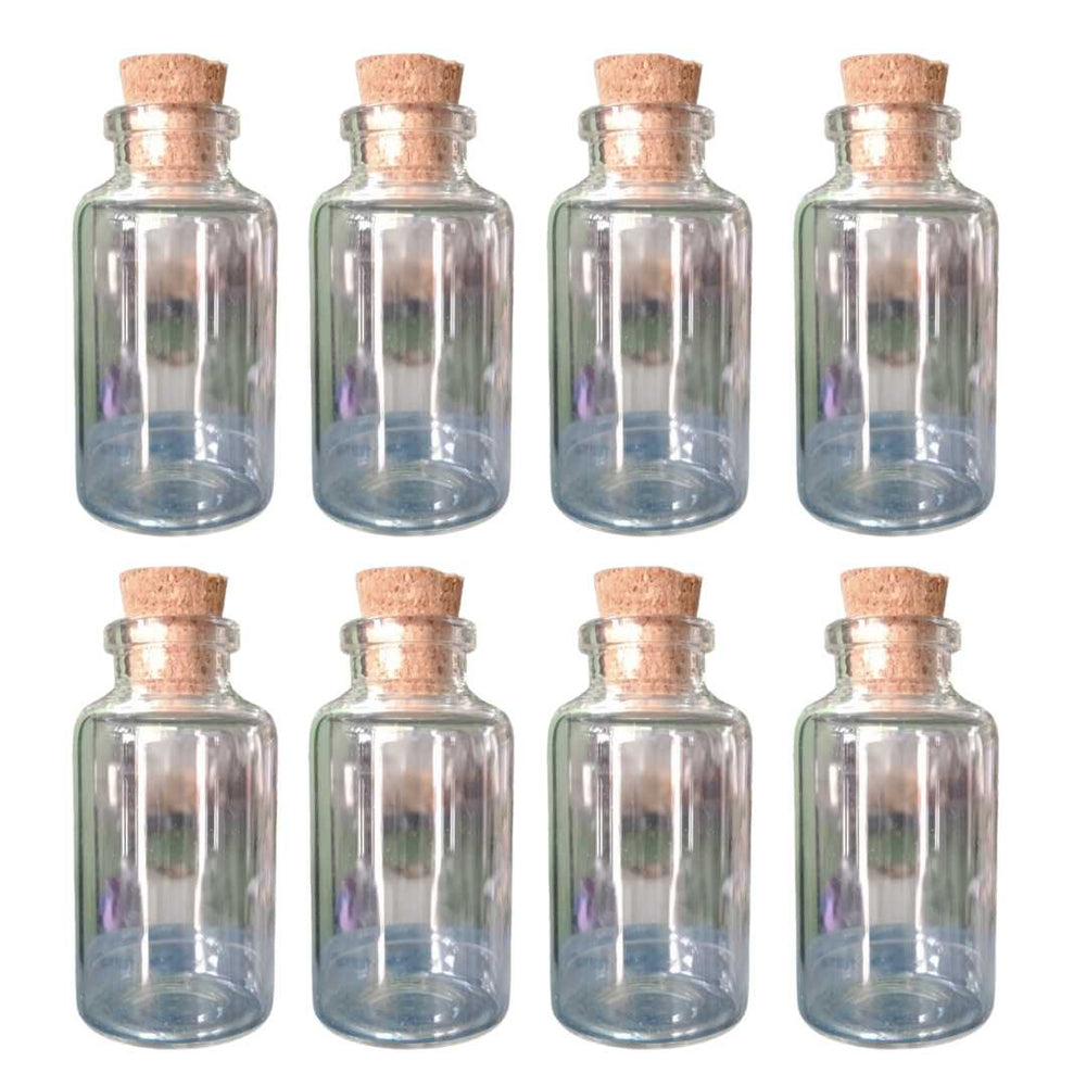 Small Glass bottle with cork 6CM Pack of 8 pack of 8 โ Airtight, Durable glass bottle with cork | Native Indian Organics