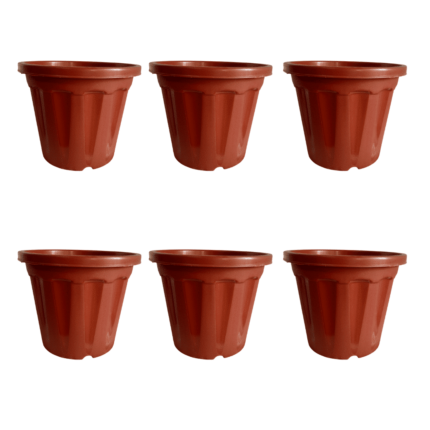 7 Inch Pot set of 6 Terracotta color — Sturdy, Breathable | Native Indian Organics