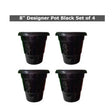 Plant pot 8 Inch Black pot set of 4 — Lightweight, Reusable | Native Indian Organics