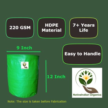 9 12 Inch Vegetable Grow Bag Pack Of 10 — Durable, Premium quality | Native Indian Organics
