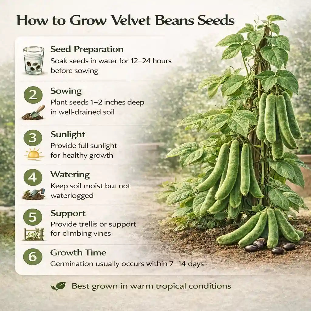 Infographic on how to grow velvet beans seeds