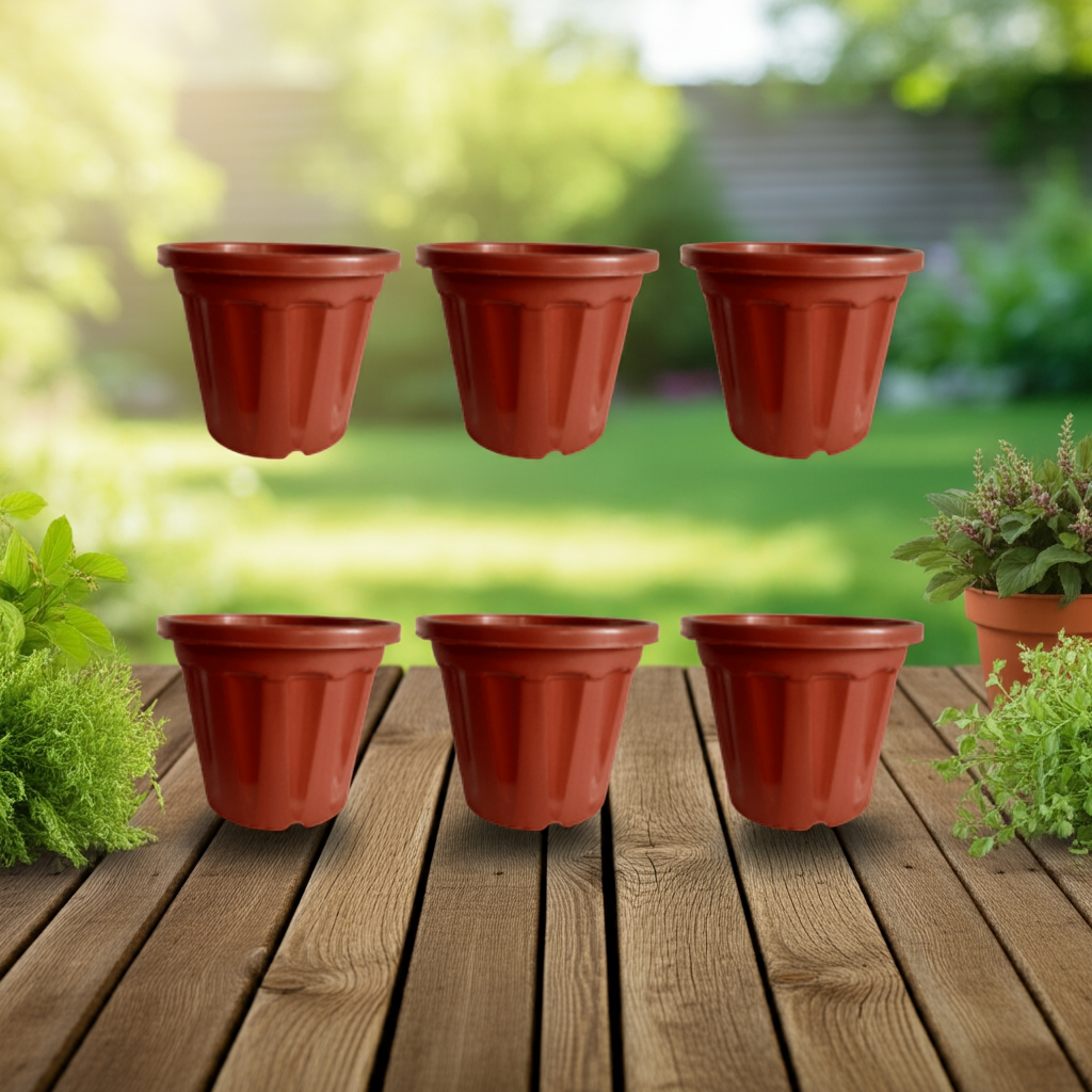 7 Inch Pot set of 6 Terracotta color