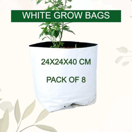 White Poly Grow Bags 24x24x40 CM Pack of 8 pack of 8 — Premium quality, Durable | Native Indian Organics