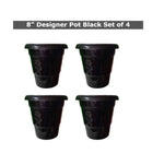 Plant pot 8 Inch Black pot set of 4 — Lightweight, Reusable | Native Indian Organics