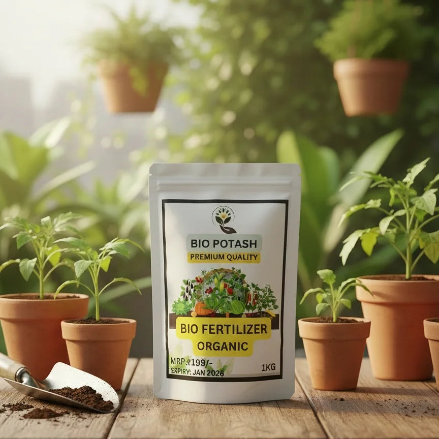 Bio Potash Organic Fertilizer 1kg online in India. Boost soil health and plant growth. Affordable price & fast delivery by Native Indian Organics.
