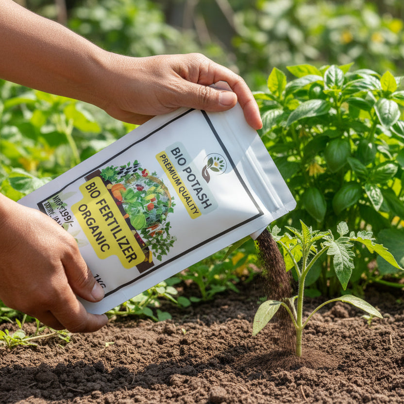 Bio Potash fertilizer package for gardening products