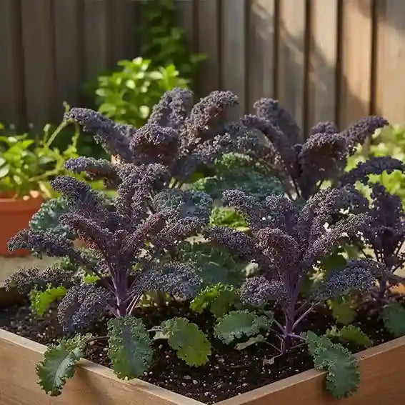 Open-pollinated purple kale seeds for kitchen gardens