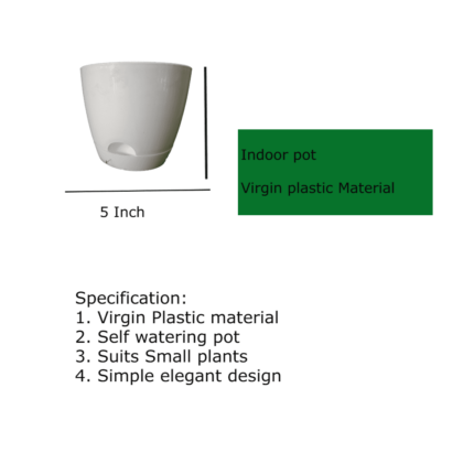 Self Watering Pot White Joy250 5 Inch — Reliable, Durable | Native Indian Organics