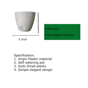 Self Watering Pot White Joy250 5 Inch — Reliable, Durable | Native Indian Organics
