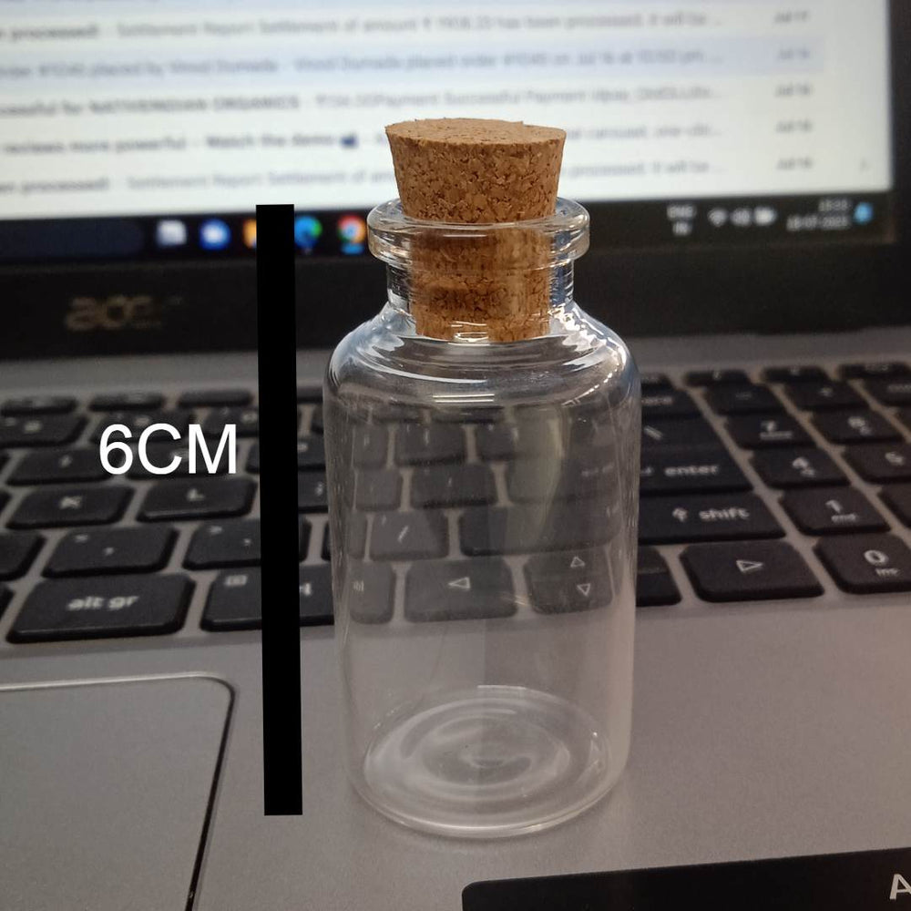 Small Glass Bottle With Cork 6Cm Pack Of 8 — Premium quality, Durable | Native Indian Organics