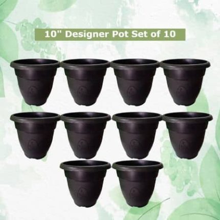 10 inch plant pot black set of 10