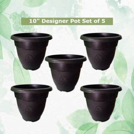 black plant pot 10 inch set of 5
