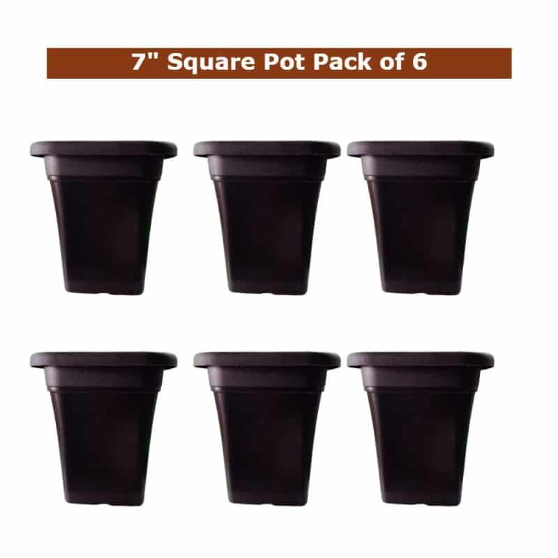squarepot black 7 inch set of 6