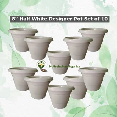 plant pots 8 inch beige set of 10