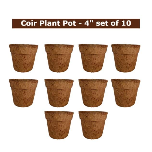 coir plant pot 4 inch set of 10