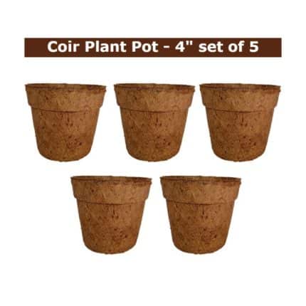 coco coir plant pot 4 inch set of 5